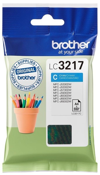 Brother Tintenpatrone LC-3217C Cyan (Reichweite: Ca. 550 Seiten) Neu Ovp-image