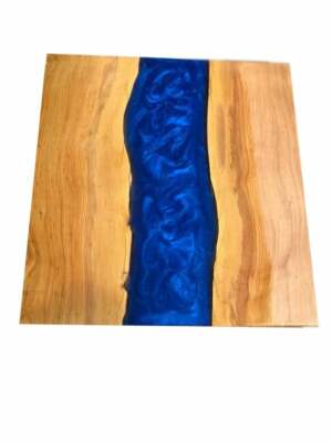 18'' x 15'' Epoxy Resin River Table, Epoxy Corner Table Epoxy Resin Wood Furniture