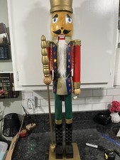 Wooden Nutcracker King with Staff, 42 Inches Tall Lighted