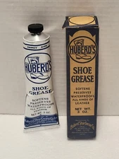 NOS Vintage Huberd's Leather Shoe Grease Advertising Tin Tube w/ Box - Sealed