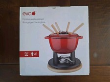 Eva 070322 Set Fonduta Bourguignonne In Ghisa 12 Pezzi con Base - Rosso