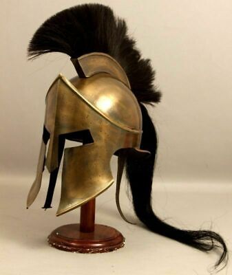 Medieval King Leonidas Greek 300 Spartan Armour Helmet+brass antique+WOOD STAND 