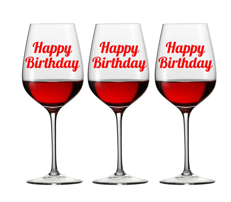 MONKEY PUZZLE 6 X HAPPY BIRTHDAY WINE GLASS DECAL LOGO WINDOW other colours available