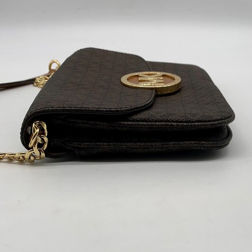 Michael Kors Brown PVC Fulton Gusset Crossbody Bag - Picture 3 of 11