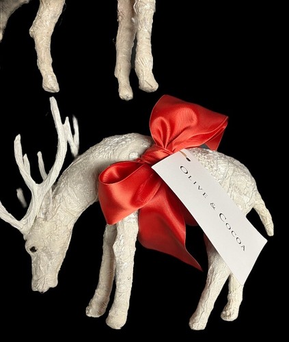 SET OF 3 OLIVE & COCO DECOUPAGE CHRISTMAS FREE STANDING REINDEER WITH TAGS - Picture 2 of 7