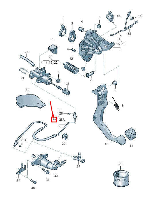 SKODA RAPID NH Clutch Slave Cylinder Pipe RHD 6R2721465S NEW  