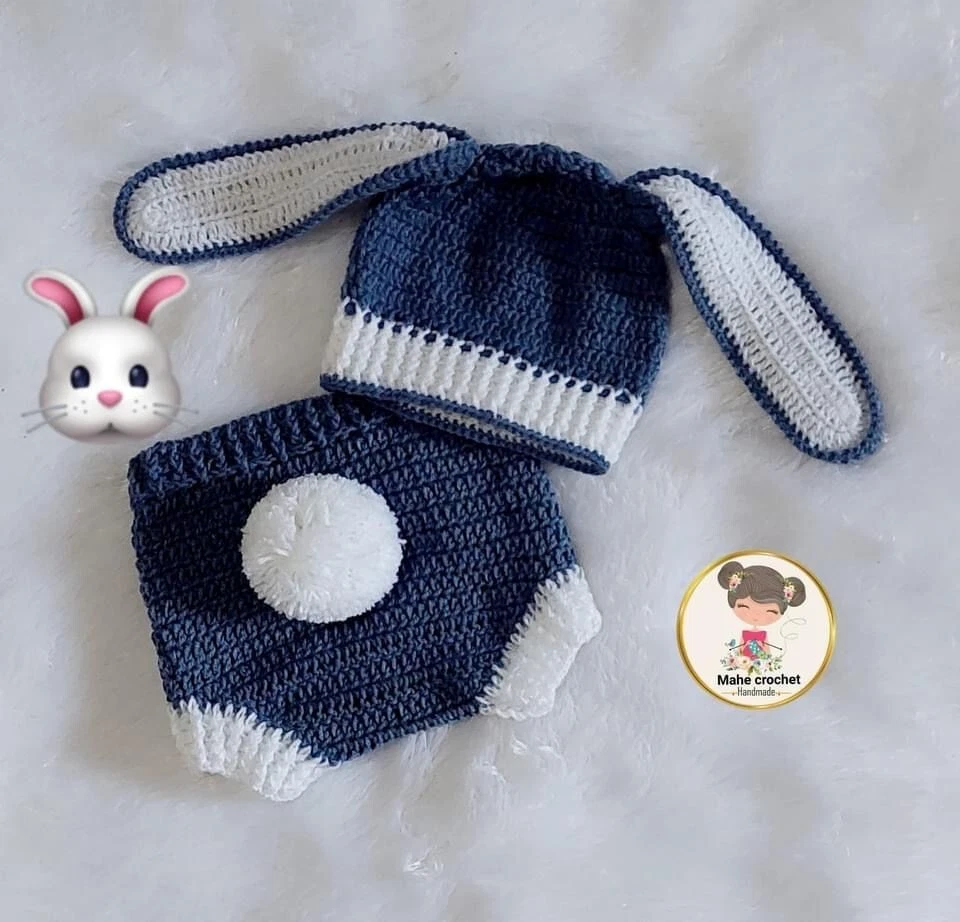 newborn baby boy Girl outfits Handmade Crochet Bunny Costume