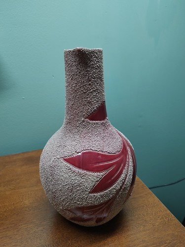 Vintage Samuel Lear Sand Majolica Tall Burgundy Tone Pitcher 10.75" tall - Picture 3 of 5