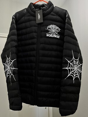 Currents Exclusives Puffer Black Spider Web Puffer Jacket Size XXL