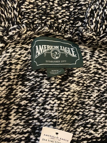 American Eagle Men Fairisle Zip Chunky Cardigan Sweater Aztec Heavy $100 Tags M - Picture 10 of 17