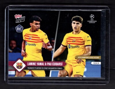 2024 Topps Now Lamine Yamal Pau Cubarsi Youngest UEFA CL RC Rookie 