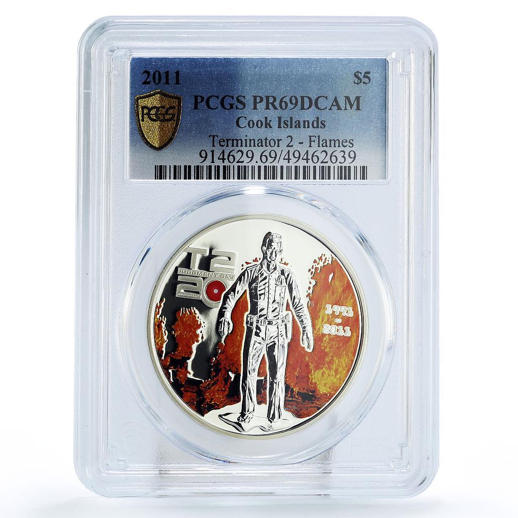 Cook Islands 5 dollars Terminator 2 In Flames Cinema PR69 PCGS