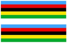 STICKER 2 X RAINBOW 7.5x2cm VELO WORLD CHAMPION MOUNTAIN BIKE CYCLING VL003