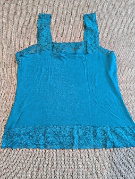 Camisola sin mangas halógena Y2K talla LP verde encaje yugo dobladillo cabaña femenina boho Foto 2 de 4