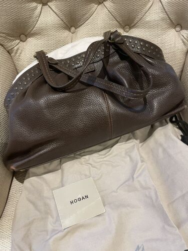 HOGAN LARGE BROWN LEATHER SHOULDER/TOTE BAG — 100% Authentic - Picture 1 of 10