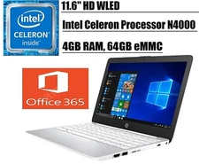🔥NEW HP Stream 11.6" HD Intel Celeron N4000/4GB/64GB eMMC+1 Yr MS Office 365🔥