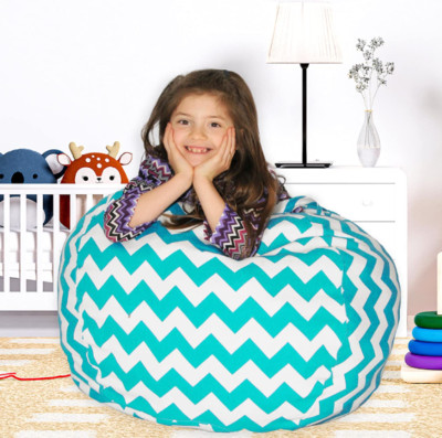 Lilly s Love Stuffed Animal Storage Bean Bag Chair Cover (No Beans) Teal Chevron