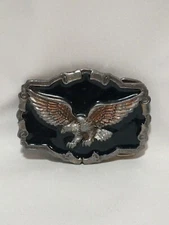 The Great American Buckle Company Belt Buckle Eagle Silver Toned Metal & Enamel