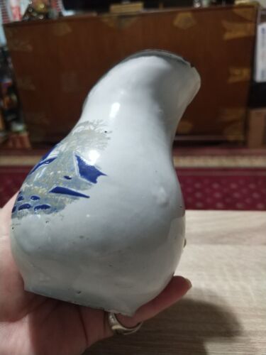 Vintage 1940s European blue edge enamelware creamer. Lighthouse - Picture 2 of 8