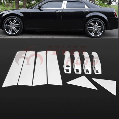 Chrome Side Door Handle Cover Pillar Post Trim For Chrysler 300