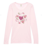 Girls  Junior Long Sleeve T shirt - Army Flower/Heart