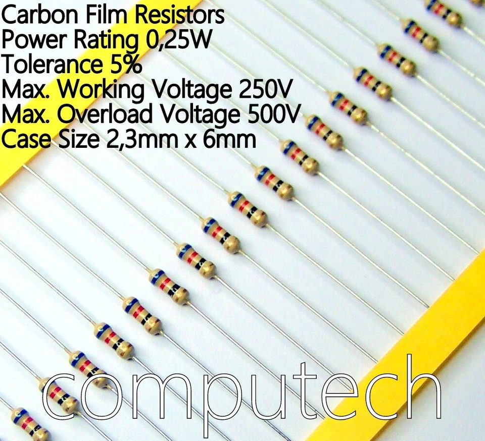 SR PASSIVES 10 pezzi Resistenze film di carbonio 56 Ohm 1/4W 5%, Resistenze 56R 0,25W