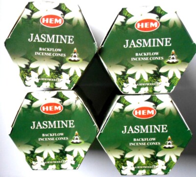 HEM Räucherkegel Backflow mit Loch JASMIN Jasmine  4x40 Stück (gesamt 160)
