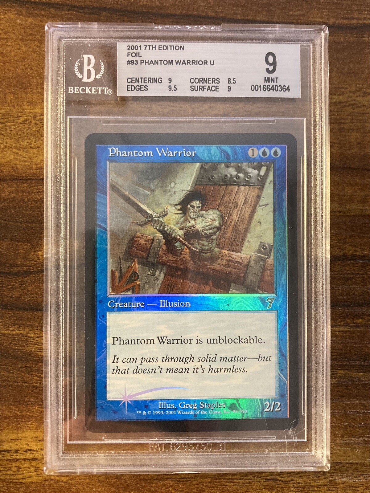 MTG✨PHANTOM WARRIOR FOIL✨7th Edition BGS 9 MINT UNCOMMON Creature 2001 POP 2 !