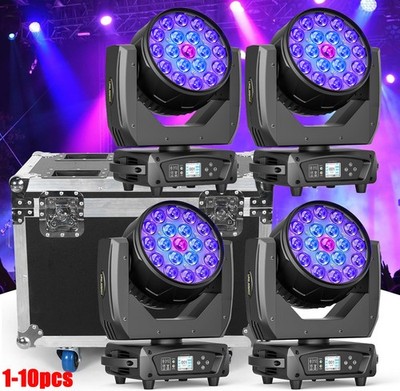 10pcs Zoom 19 LED RGBW Moving Head Stage Light DMX Beam Wash DJ Disco Lighting