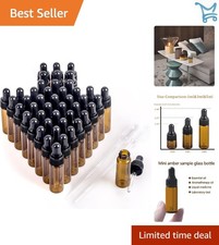 Amber Glass Dropper Bottles 50 Pack 5ml Reusable Leak Proof for Essential Oils