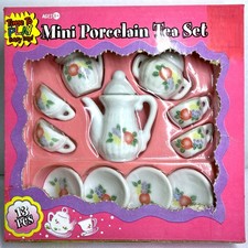 Vintage Mini Porcelain Tea Set 13-Piece Play Set New in Box