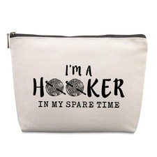 Funny Crochet Gifts Makeup Bag, Crochet Gifts for Crochet Lovers, Crochet Kni...