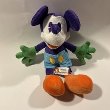 Disney Parks Mickey Mouse Neon Multicolor 10" Plush Toy Authentic Original c