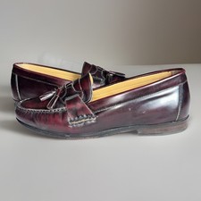 Vintage 90s GH Bass Weejuns 11M Kiltie Horsebit Loafers Oxblood Leather Academia