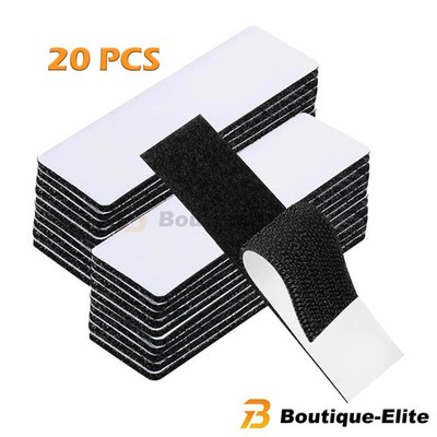 20 Sets Heavy Duty Hook & Loop Adhesive Strips 1x4  Black Sticky Back Fastener