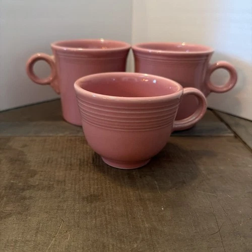 Vintage Homer Laughlin Fiestaware 2 Coffee Mugs 1 Tea Cup Rose 