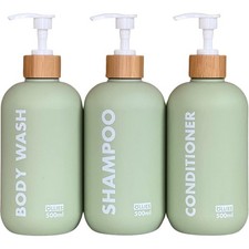 Elegant Matcha Green Refillable Shampoo  Conditioner Dispenser Set of 3