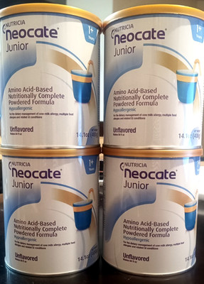 4 NEOCATE Junior Jr Hypoallergenic Formula Nutricia Unflavored Cans Ex 7/26
