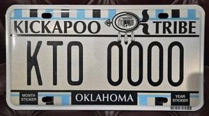 Sample  Kickapoo Tribe Of Oklahoma License Plate