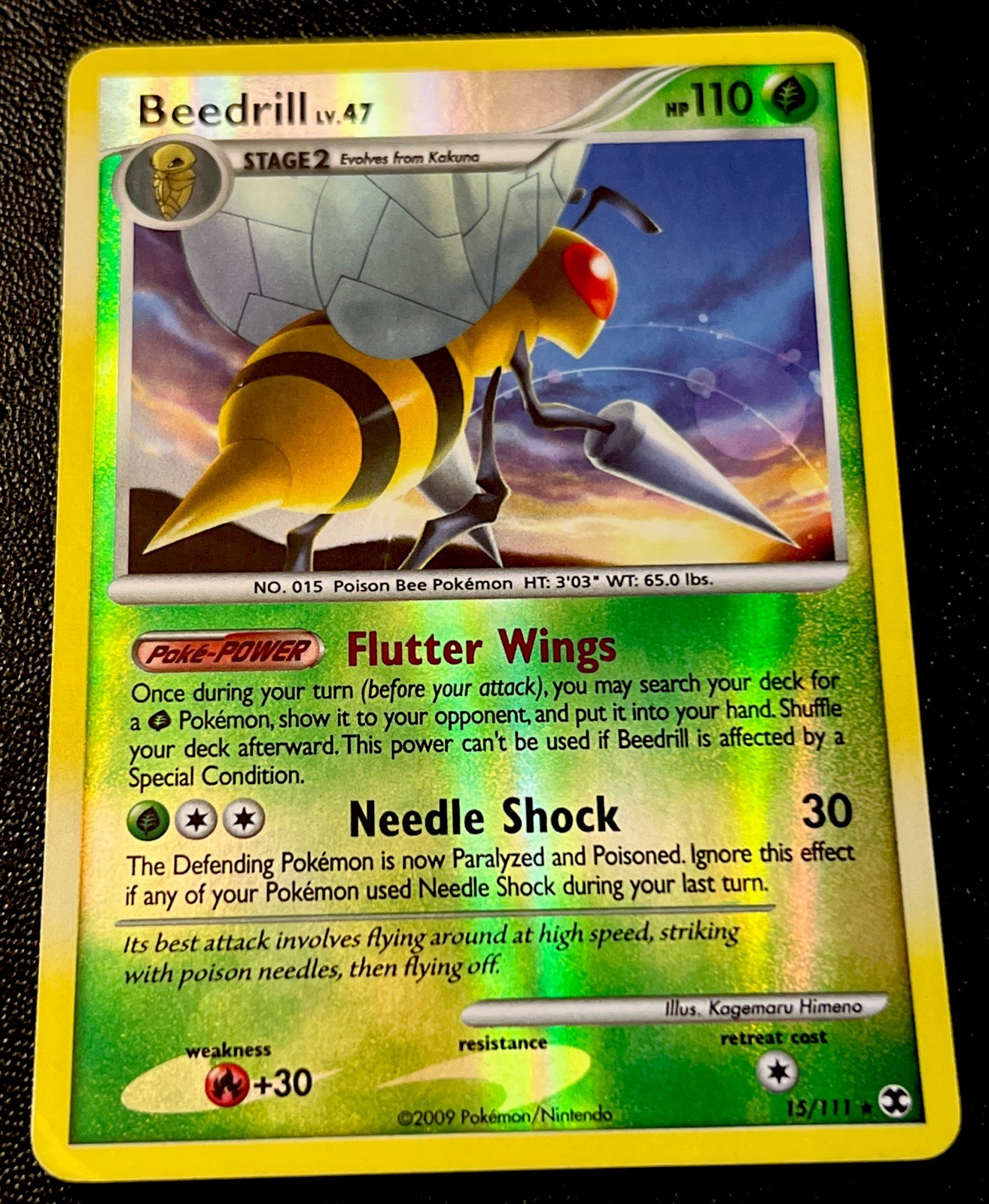 Beedrill 15/111 LP Reverse Holo Rare Rising Rivals Pokemon Card!