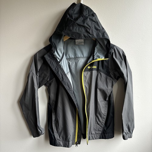 Columbia Glennaker Kids Rain Jacket 6 Black Coat Waterproof Hooded Camp Hiking - Picture 8 of 11