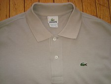 LACOSTE MEN'S LIGHT KHAKI PIQUE POLO SHIRT SIZE 6 MADE IN PERU BNWOT 