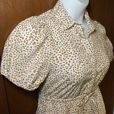 NWOT J.Crew Short Sleeve Collared Mini Dress Sz 0 Casual Animal Print Pockets