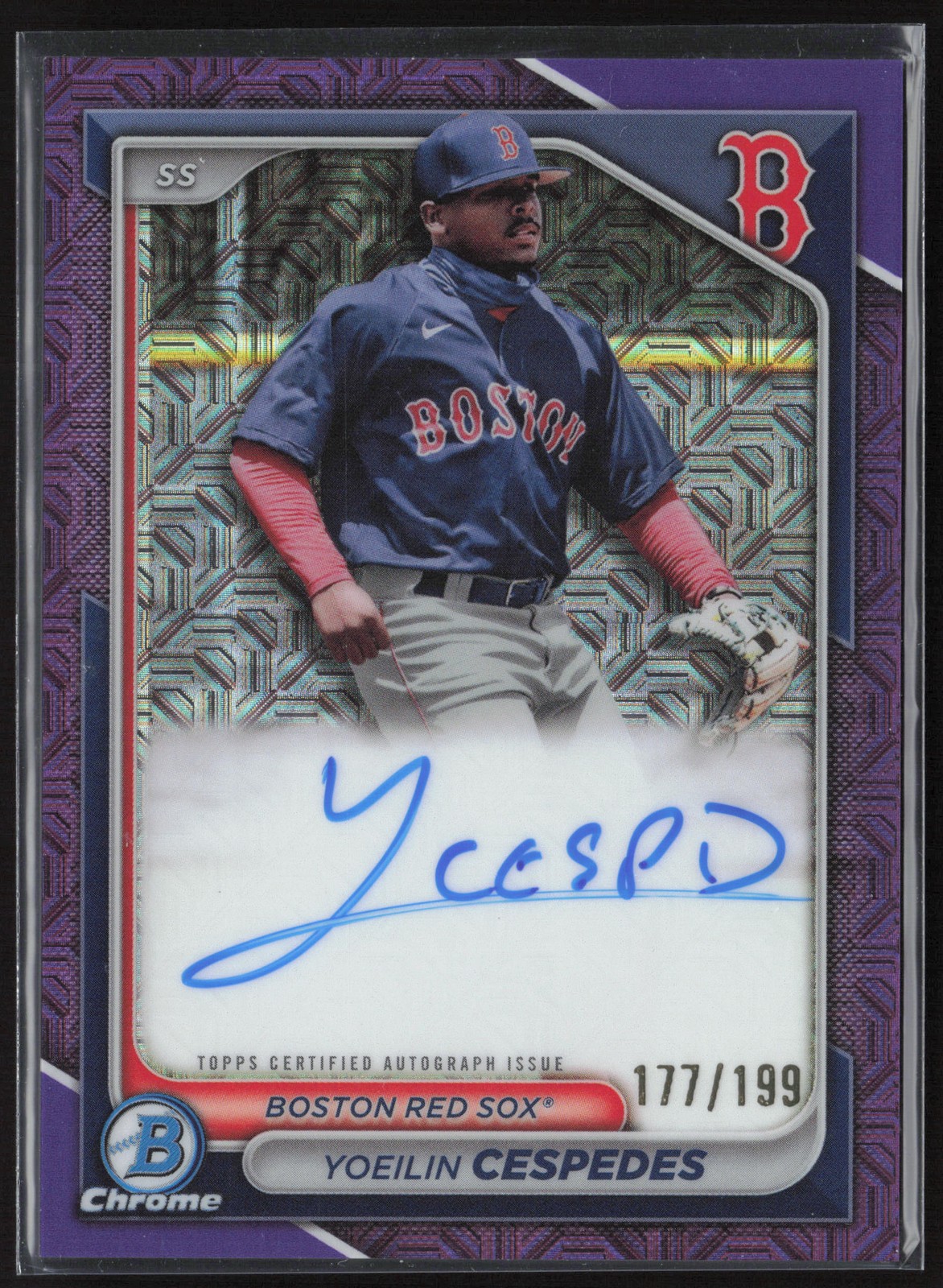 2024 Bowman YOEILIN CESPEDES Purple Mojo Refractor Auto /199 BMA-YC Red Sox