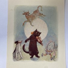 Vintage 1914 Nursery Rhyme Print Margaret W. Tarrant   Hey, Diddle Diddle  