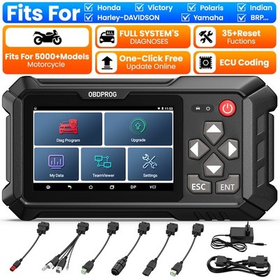 OBDPROG MOTO Motorcycle All System OBD2 Scanner Diagnostic Scan Tool ECU Coding