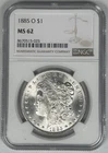 1885-O Morgan Silver $1 Dollar Coin NGC MS 62