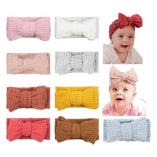 Baby Bows Waffle Turban Knotted Headbands Stretchy Hair Wraps Newborn Girl
