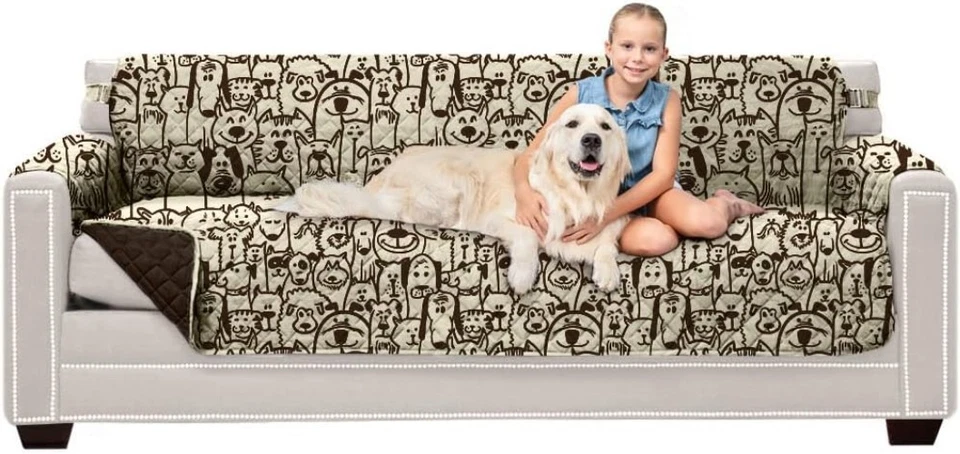 时尚 78 英寸沙发保护膜 - 绗缝、防水和可水洗保护套 — 第 3/4 张图片