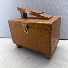 Vintage Wooden Shoe Shine Box Foot Rest Kiwi Polish Brush Complete Care Kit